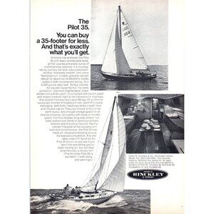 1971 Hinckley Pilot 35 Sailing Yacht Interior Vintage Print Ad Nautical Wall Art